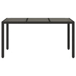 HKH Mesa de Jardim com Tampo de Vidro 150x90x75 Cm Vime Pe - Preto