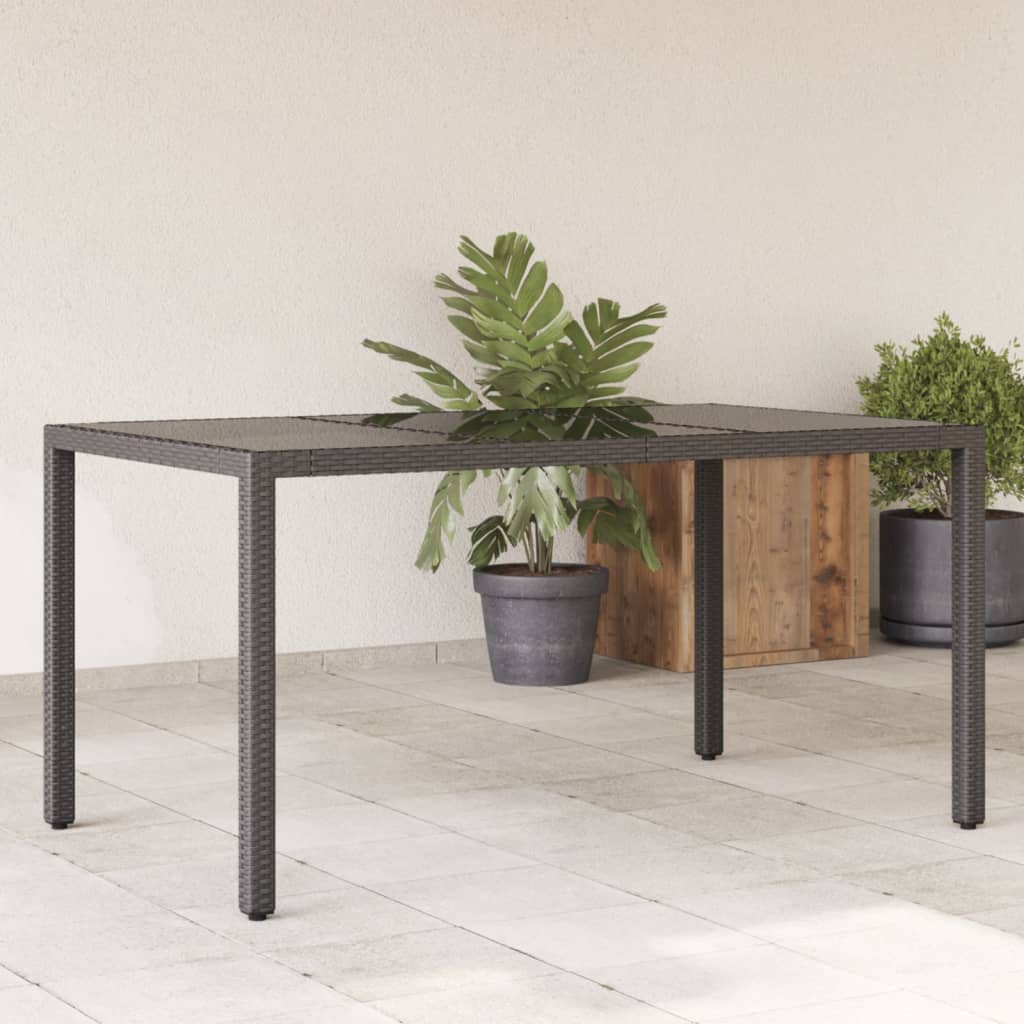 HKH Mesa de Jardim com Tampo de Vidro 150x90x75 Cm Vime Pe - Preto