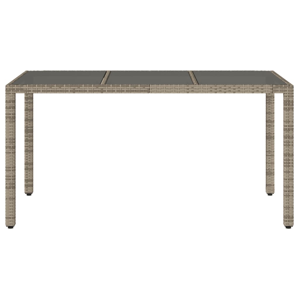 Mesa de Jardín HKH con Tapa de Cristal 150x90x75 Cm Mimbre PE - Gris