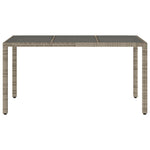 Mesa de Jardín HKH con Tapa de Cristal 150x90x75 Cm Mimbre PE - Gris