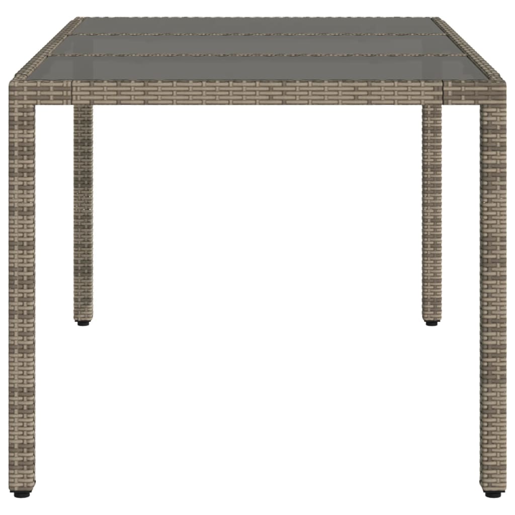 Mesa de Jardín HKH con Tapa de Cristal 150x90x75 Cm Mimbre PE - Gris