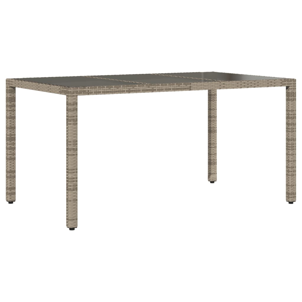 Mesa de Jardín HKH con Tapa de Cristal 150x90x75 Cm Mimbre PE - Gris
