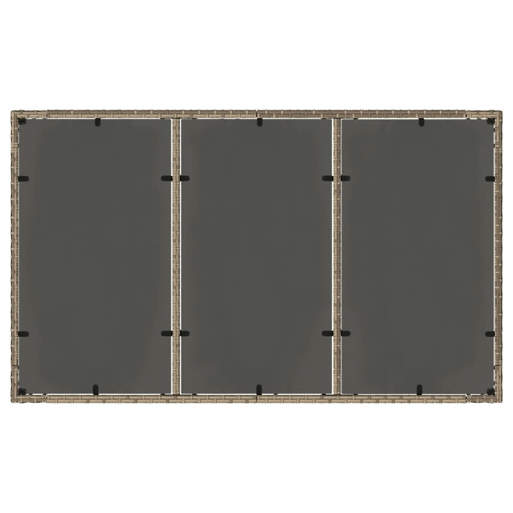 Mesa de Jardín HKH con Tapa de Cristal 150x90x75 Cm Mimbre PE - Gris
