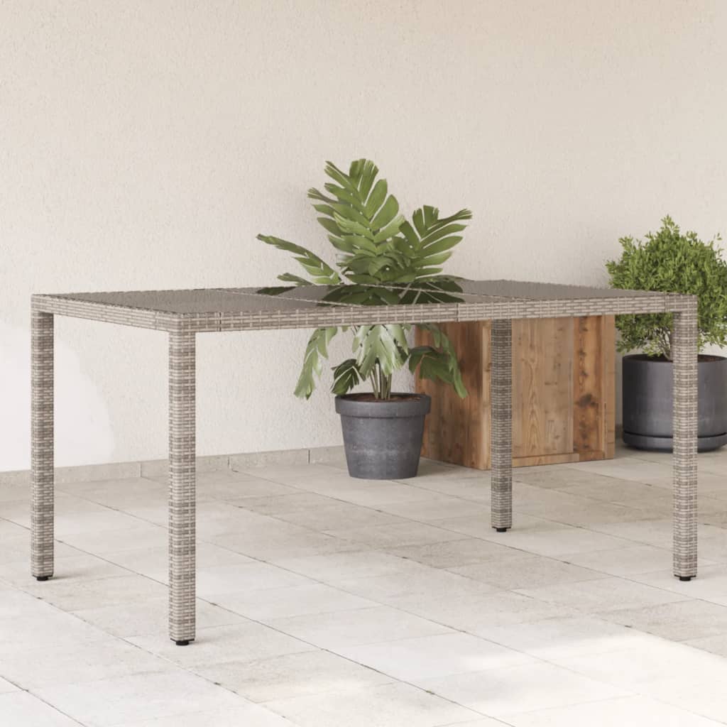 HKH Mesa de Jardim com Tampo de Vidro 150x90x75 Cm Vime Pe - Cinzento