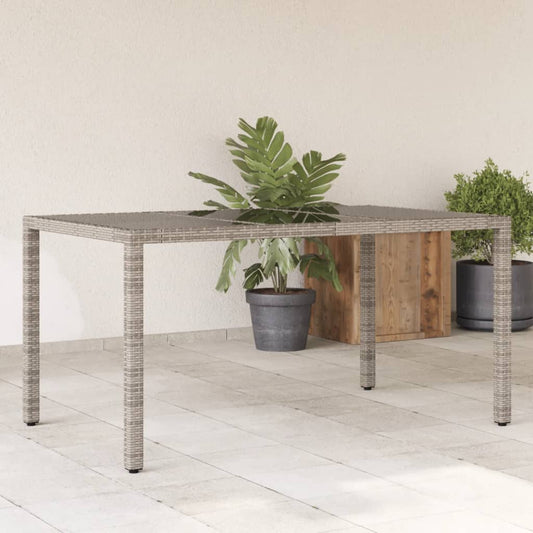 HKH Mesa de Jardim com Tampo de Vidro 150x90x75 Cm Vime Pe - Cinzento