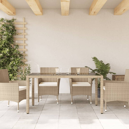HKH Mesa de Jardim com Tampo de Vidro 150x90x75 Cm Vime Pe - Bege