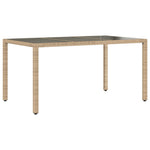 HKH Mesa de Jardim com Tampo de Vidro 150x90x75 Cm Vime Pe - Bege