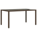 HKH Mesa de Jardim com Tampo de Vidro 150x90x75 Cm Vime Pe Castanho - Marrom