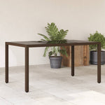 HKH Mesa de Jardim com Tampo de Vidro 150x90x75 Cm Vime Pe Castanho - Marrom