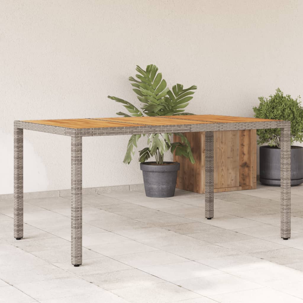 HKH Mesa de Jardín C/ Tapa de Madera de Acacia Mimbre Pie - Gris