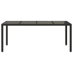 HKH Mesa de Jardim com Tampo de Vidro 190x90x75 Cm Vime Pe - Preto