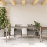 HKH Mesa de Jardim com Tampo de Vidro 190x90x75 Cm Vime Pe Cinza - Cinzento