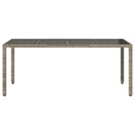 HKH Mesa de Jardim com Tampo de Vidro 190x90x75 Cm Vime Pe Cinza - Cinzento