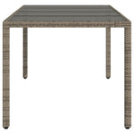 HKH Mesa de Jardim com Tampo de Vidro 190x90x75 Cm Vime Pe Cinza - Cinzento