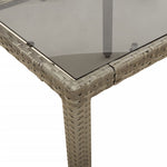 HKH Mesa de Jardim com Tampo de Vidro 190x90x75 Cm Vime Pe Cinza - Cinzento