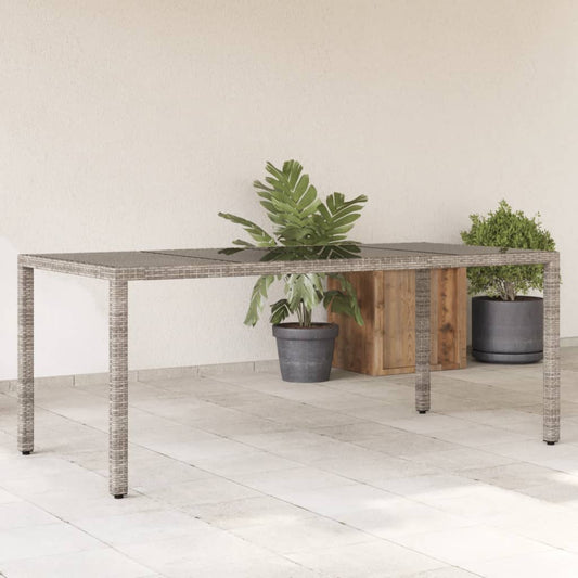 HKH Mesa de Jardim com Tampo de Vidro 190x90x75 Cm Vime Pe Cinza - Cinzento