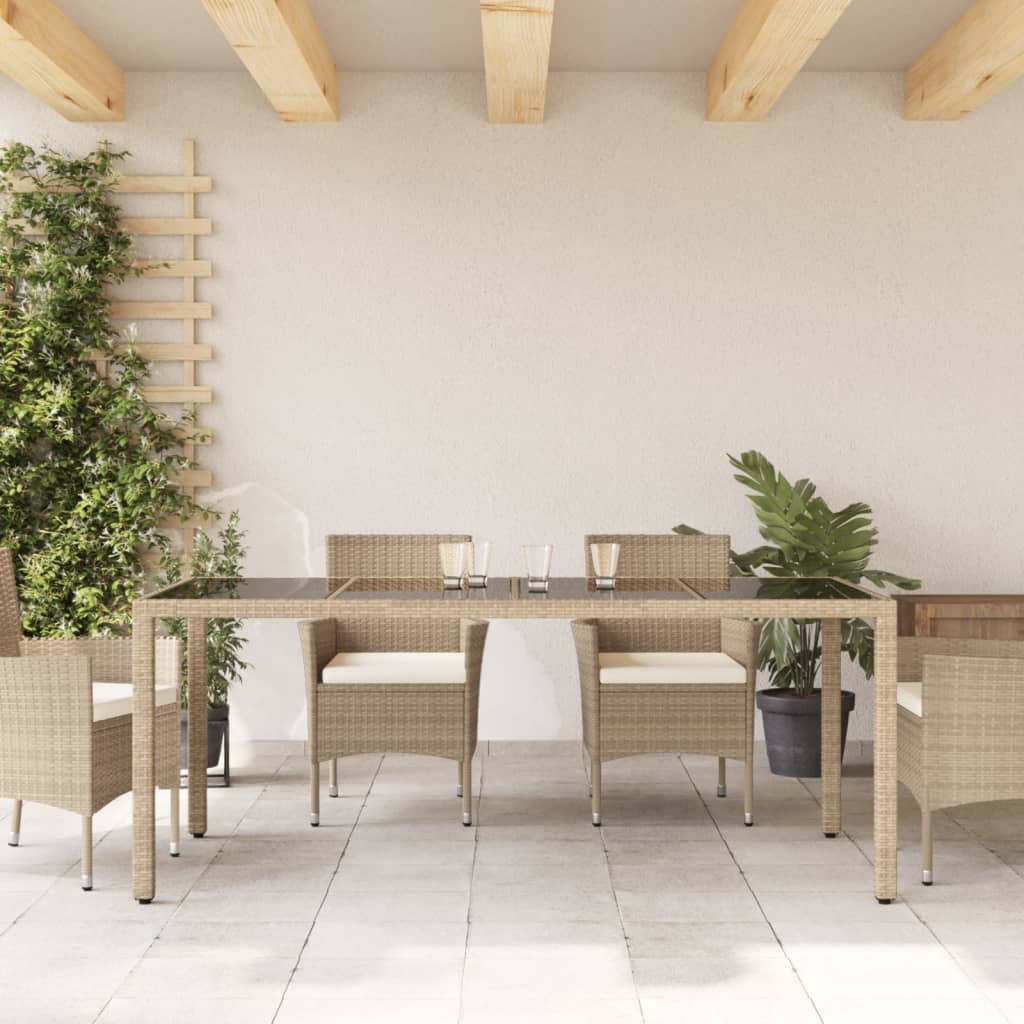HKH Mesa de Jardim com Tampo de Vidro 190x90x75 Cm Vime Pe - Bege