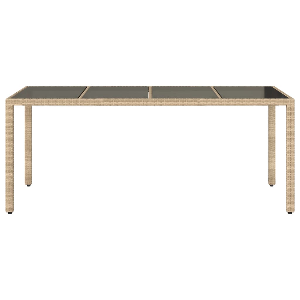 HKH Mesa de Jardim com Tampo de Vidro 190x90x75 Cm Vime Pe - Bege