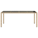 HKH Mesa de Jardim com Tampo de Vidro 190x90x75 Cm Vime Pe - Bege