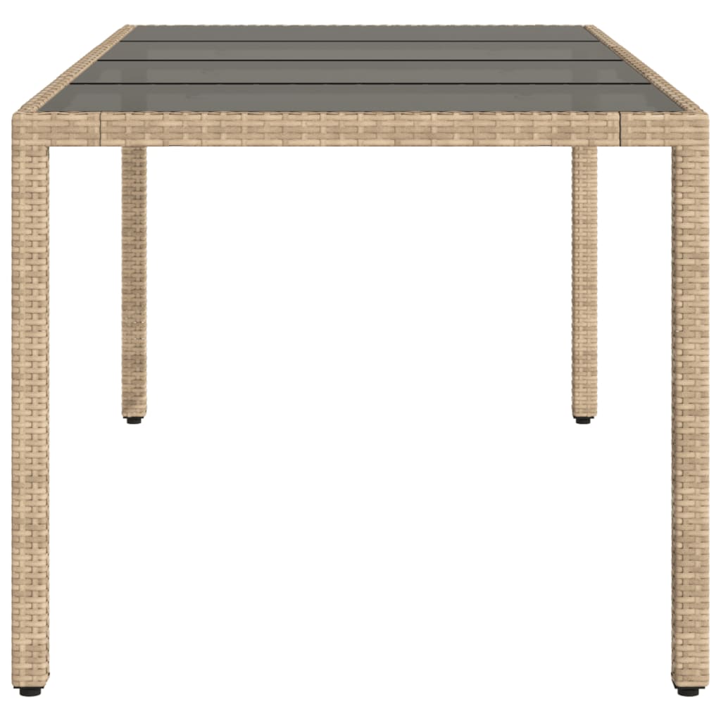 HKH Mesa de Jardim com Tampo de Vidro 190x90x75 Cm Vime Pe - Bege
