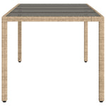 HKH Mesa de Jardim com Tampo de Vidro 190x90x75 Cm Vime Pe - Bege