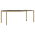 HKH Mesa de Jardim com Tampo de Vidro 190x90x75 Cm Vime Pe - Bege