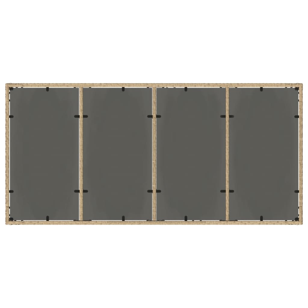 HKH Mesa de Jardim com Tampo de Vidro 190x90x75 Cm Vime Pe - Bege