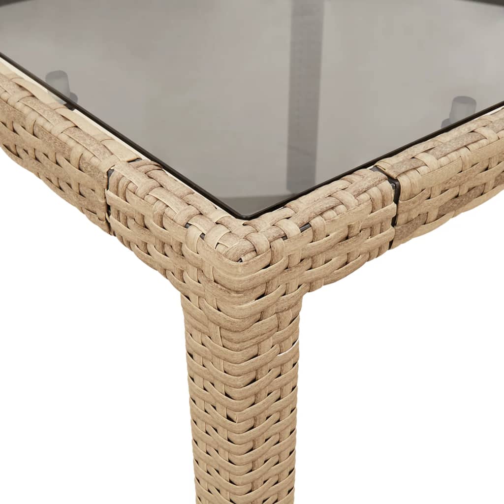 HKH Mesa de Jardim com Tampo de Vidro 190x90x75 Cm Vime Pe - Bege
