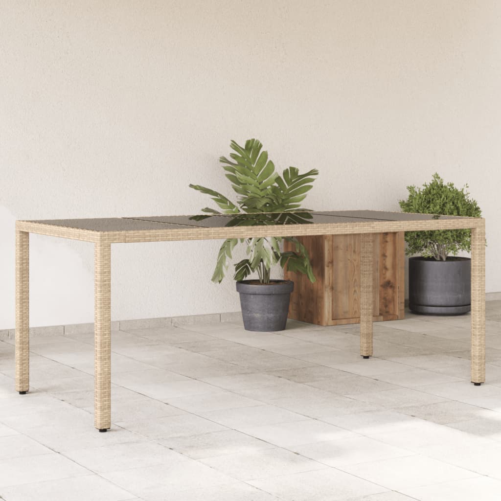HKH Mesa de Jardim com Tampo de Vidro 190x90x75 Cm Vime Pe - Bege
