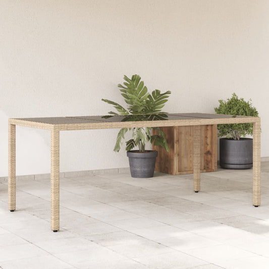 HKH Mesa de Jardim com Tampo de Vidro 190x90x75 Cm Vime Pe - Bege
