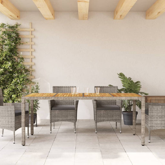 HKH Mesa de Jardim com Tampo de Madeira de Acácia Vime Pe Cinza - Cinzento