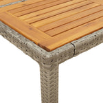 HKH Mesa de Jardim com Tampo de Madeira de Acácia Vime Pe Cinza - Cinzento