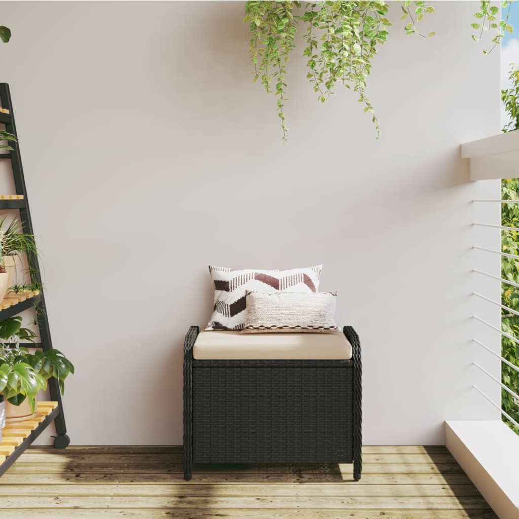 HKH Banco de Jardim com Almofadão 58x46x46 Cm Vime Pe - Preto