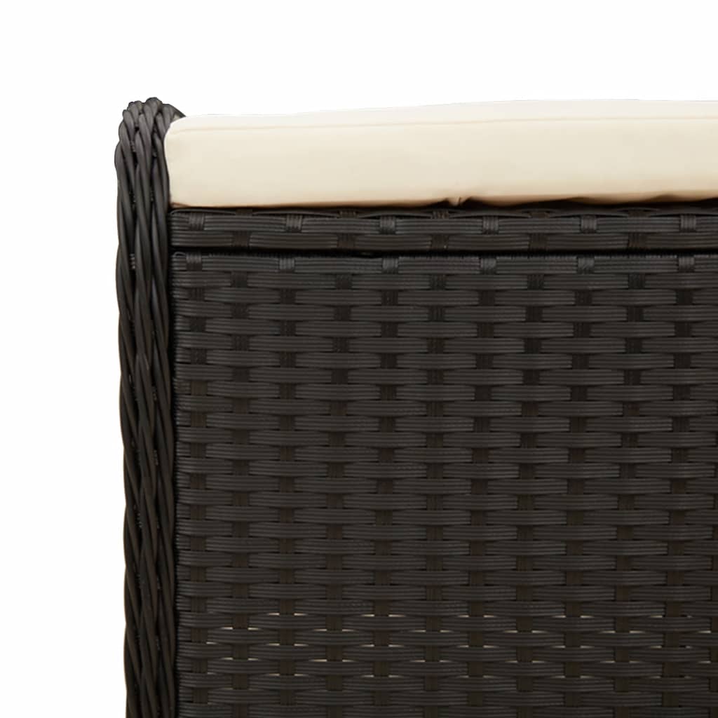 HKH Banco de Jardim com Almofadão 58x46x46 Cm Vime Pe - Preto
