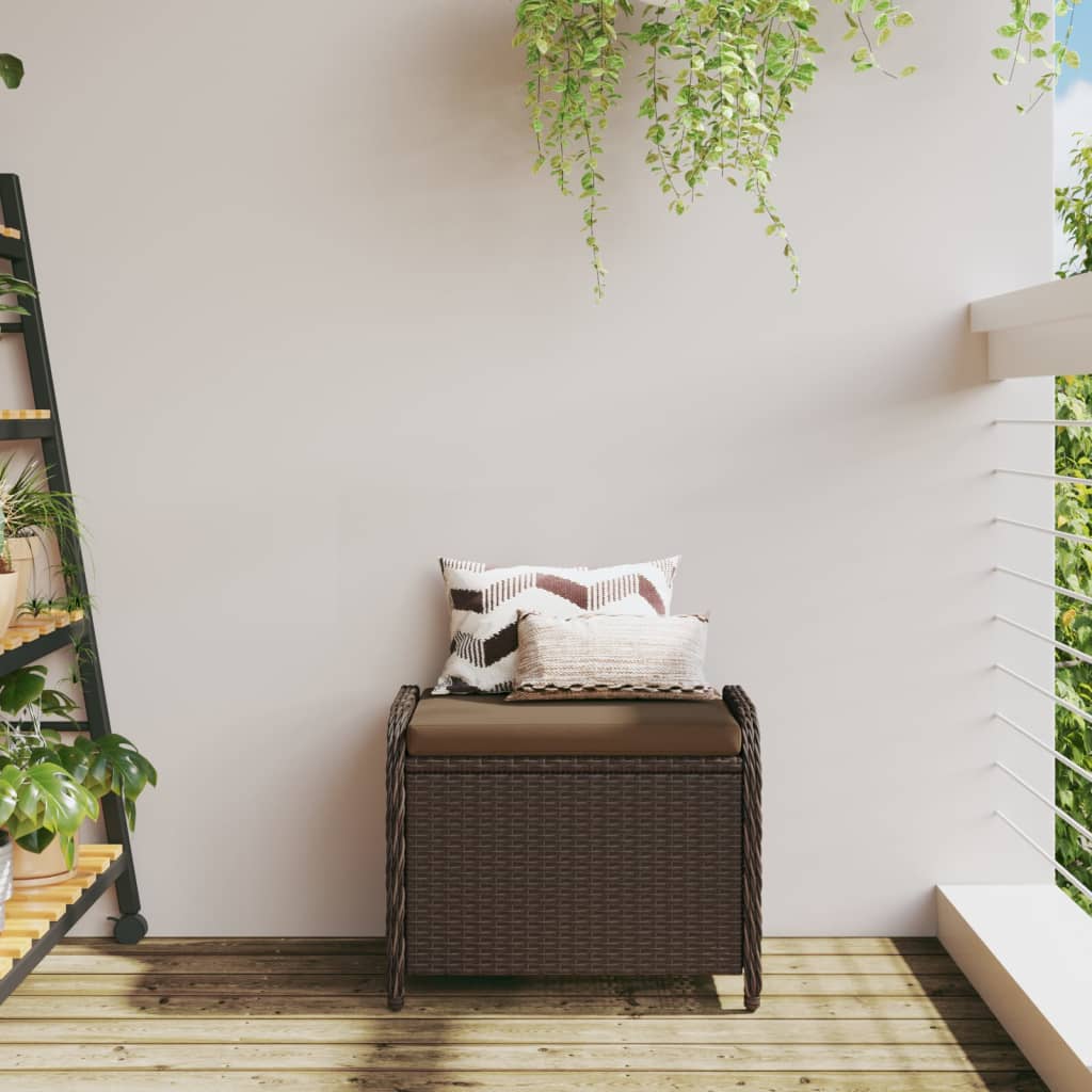 HKH Banco de Jardim com Almofadão 58x46x46 Cm Vime Pe Castanho - Marrom