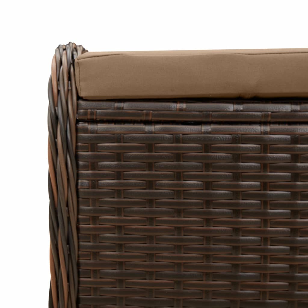 HKH Banco de Jardim com Almofadão 58x46x46 Cm Vime Pe Castanho - Marrom