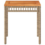 HKH Mesa de Jardim 38x38x42 Cm Vime Pe/acácia Mistura de S - Bege