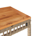 HKH Mesa de Jardim 38x38x42 Cm Vime Pe/acácia Mistura de S - Bege