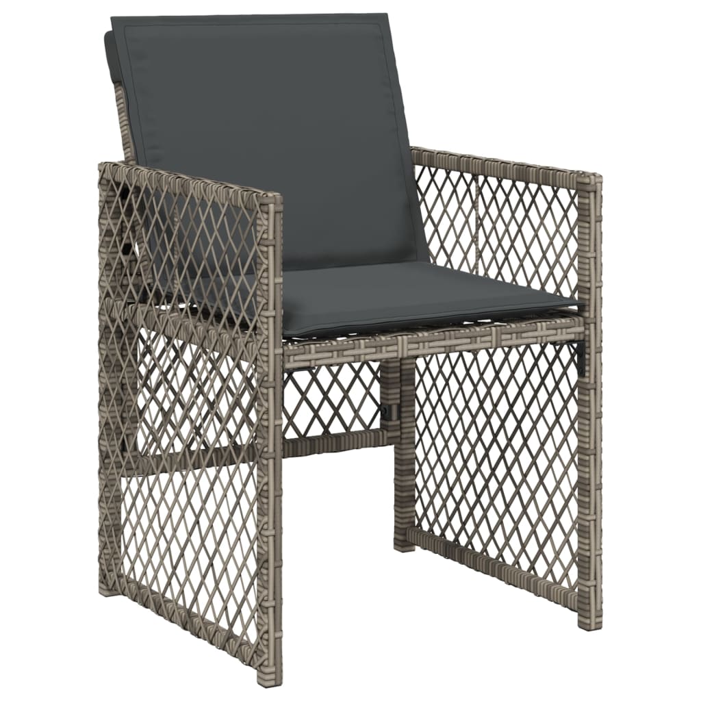 HKH 5 Pcs Conjunto de Jantar P/ Jardim C/ Almofadões Vime Pe Cinza - Cinzento