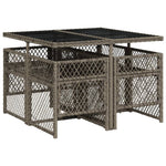 HKH 5 Pcs Conjunto de Jantar P/ Jardim C/ Almofadões Vime Pe Cinza - Cinzento