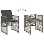 HKH 5 Pcs Conjunto de Jantar P/ Jardim C/ Almofadões Vime Pe Cinza - Cinzento