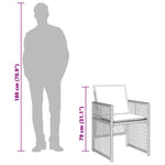 HKH 5 Pcs Conjunto de Jantar P/ Jardim C/ Almofadões Vime Pe Cinza - Cinzento