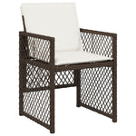 HKH 5 Pcs Conjunto Jantar P/ Jardim C/ Almofadões Vime Pe Castanho - Marrom