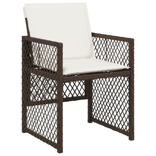 HKH 5 Pcs Conjunto Jantar P/ Jardim C/ Almofadões Vime Pe Castanho - Marrom