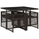 HKH 5 Pcs Conjunto Jantar P/ Jardim C/ Almofadões Vime Pe Castanho - Marrom