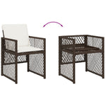 HKH 5 Pcs Conjunto Jantar P/ Jardim C/ Almofadões Vime Pe Castanho - Marrom