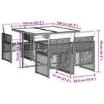 HKH 5 Pcs Conjunto Jantar P/ Jardim C/ Almofadões Vime Pe Castanho - Marrom