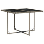 HKH 5 Pcs Conjunto de Jantar P/ Jardim C/ Almofadões Vime Pe Cinza - Cinzento