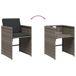 HKH 5 Pcs Conjunto de Jantar P/ Jardim C/ Almofadões Vime Pe Cinza - Cinzeto
