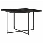 HKH 5 Pcs Conjunto de Jantar P/ Jardim C/ Almofadões Vime Pe - Preto